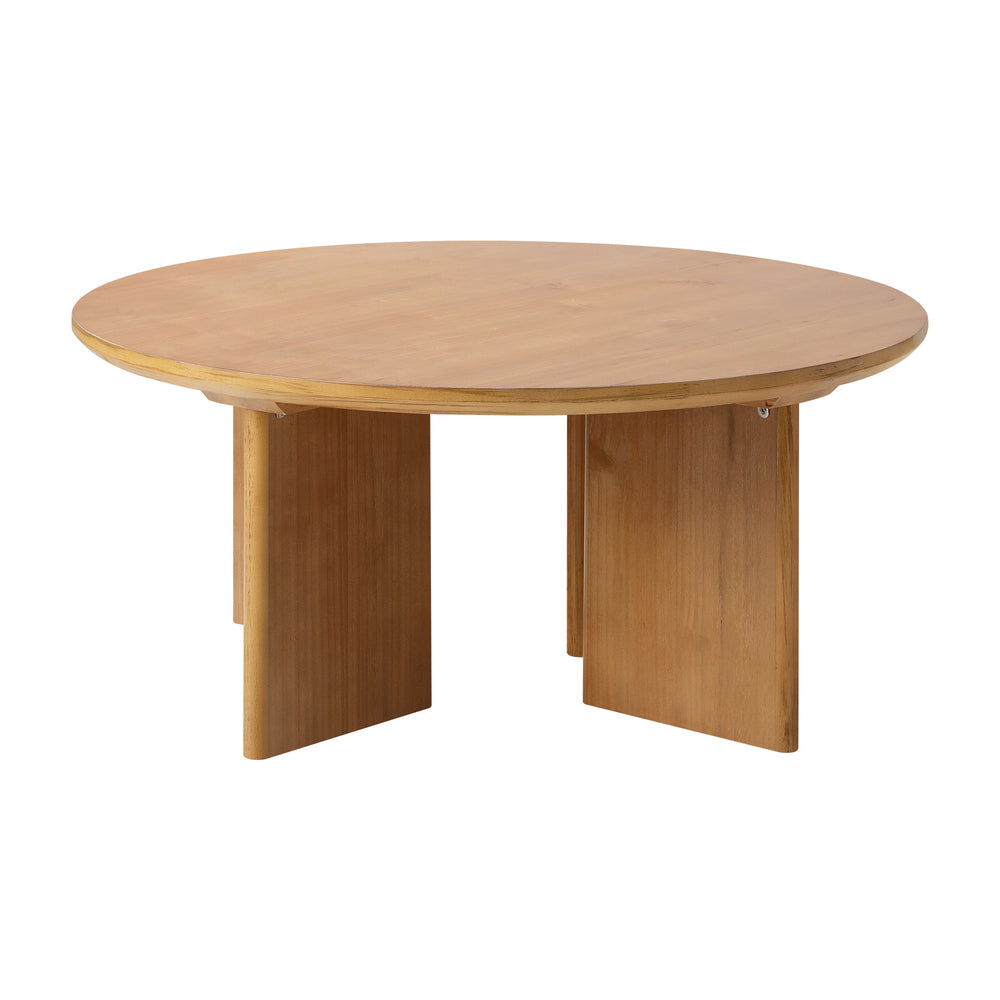 Oikiture Coffee Table Round Side End Tables Wooden Natural-Coffee Tables-PEROZ Accessories