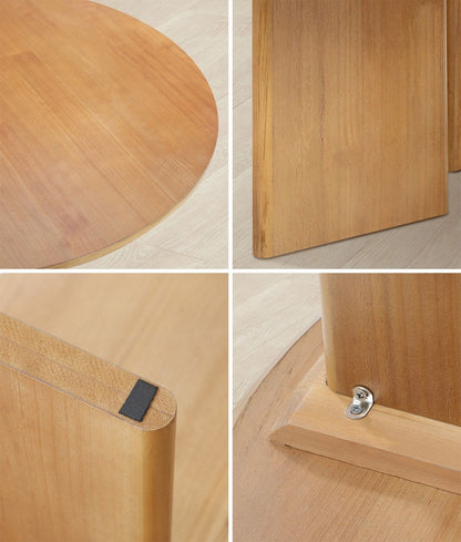 Oikiture Coffee Table Round Side End Tables Wooden Natural-Coffee Tables-PEROZ Accessories