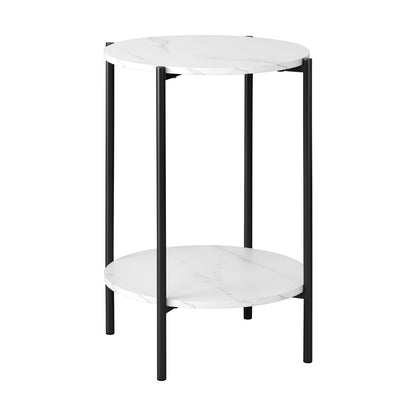 Oikiture Side End Table Coffee Sofa Bedside Nightstand Round Dual-Tier Marble-Coffee Tables-PEROZ Accessories