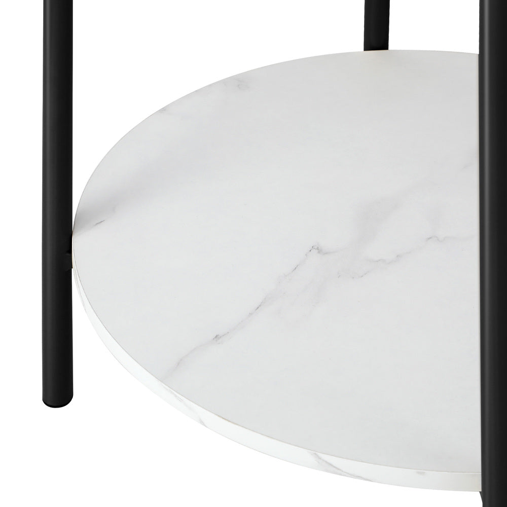 Oikiture Side End Table Coffee Sofa Bedside Nightstand Round Dual-Tier Marble-Coffee Tables-PEROZ Accessories