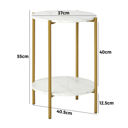 End Table, Oikiture Round Side Table Coffee Table 2 Tier Bedside Table-Bedside Tables-PEROZ Accessories