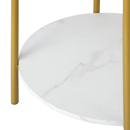 End Table, Oikiture Round Side Table Coffee Table 2 Tier Bedside Table-Bedside Tables-PEROZ Accessories