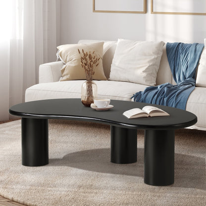 Oikiture Coffee Table Cafe Desk Irregular Black-Coffee Tables-PEROZ Accessories