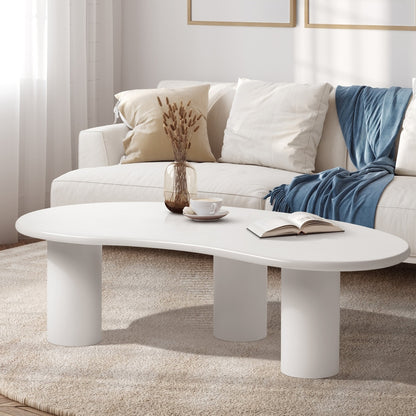 Oikiture Coffee Table Side Tables Living Room Irregular White-Coffee Tables-PEROZ Accessories