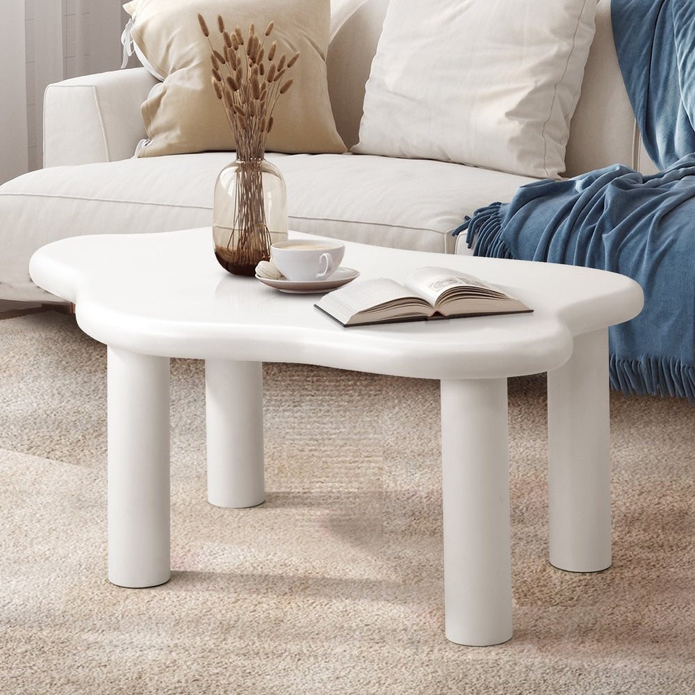 Oikiture Coffee Table Side Tables Living Room White Irregular-Coffee Tables-PEROZ Accessories