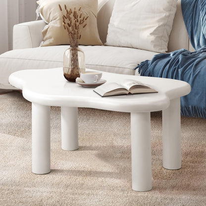 Oikiture Coffee Table Side Tables Living Room White Irregular-Coffee Tables-PEROZ Accessories