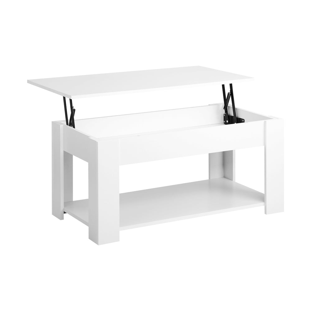 Oikiture Coffee Table with Lift Up Top and Storage Space, Wooden Side Table White-Coffee Tables-PEROZ Accessories