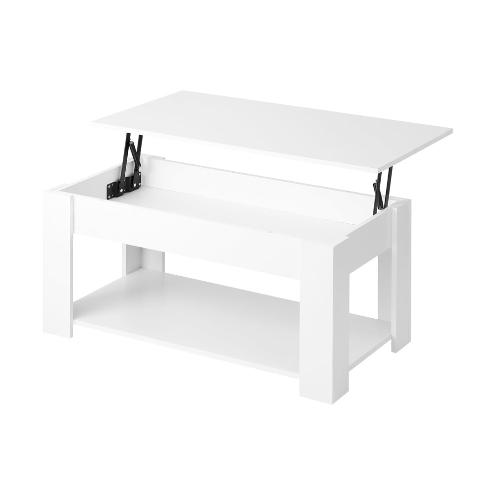 Oikiture Coffee Table with Lift Up Top and Storage Space, Wooden Side Table White-Coffee Tables-PEROZ Accessories