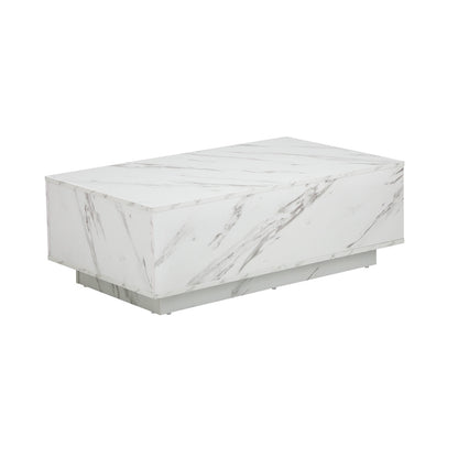 Oikiture Coffee Table Cafe Desk Marble Effect Wooden White-Coffee Table-PEROZ Accessories