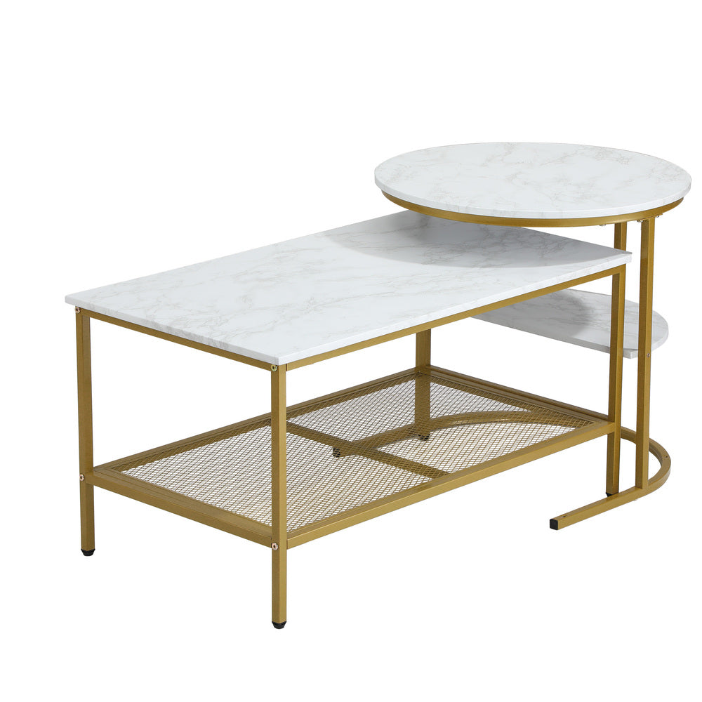 Oikiture Nesting Coffee Table Set of 2 Detachable Faux Marble Top-Coffee Table-PEROZ Accessories