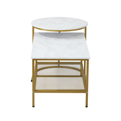 Oikiture Nesting Coffee Table Set of 2 Detachable Faux Marble Top-Coffee Table-PEROZ Accessories