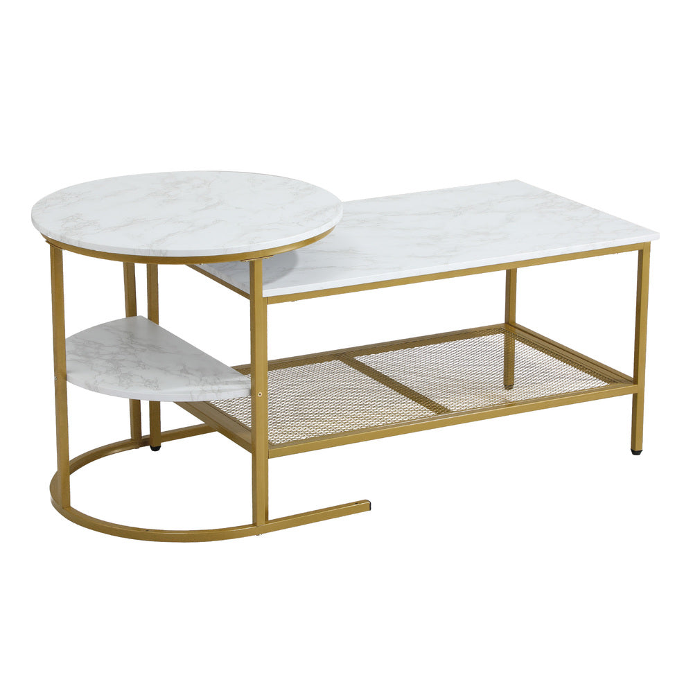 Oikiture Nesting Coffee Table Set of 2 Detachable Faux Marble Top-Coffee Table-PEROZ Accessories