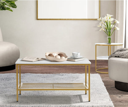 Oikiture Nesting Coffee Table Set of 2 Detachable Faux Marble Top-Coffee Table-PEROZ Accessories