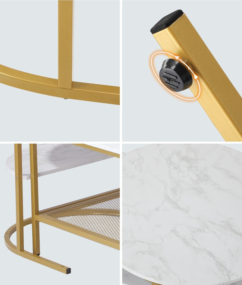 Oikiture Nesting Coffee Table Set of 2 Detachable Faux Marble Top-Coffee Table-PEROZ Accessories
