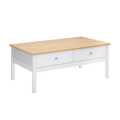 Oikiture Coffee Table Storage Drawers Natural White-Coffee Table-PEROZ Accessories