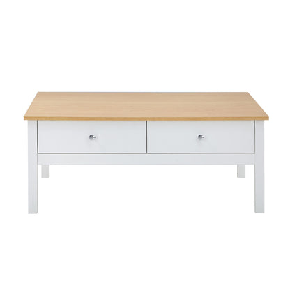 Oikiture Coffee Table Storage Drawers Natural White-Coffee Table-PEROZ Accessories
