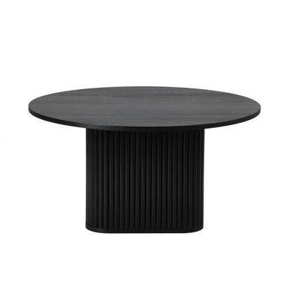 Oikiture Coffee Table Round Wooden Black-Coffee Table-PEROZ Accessories