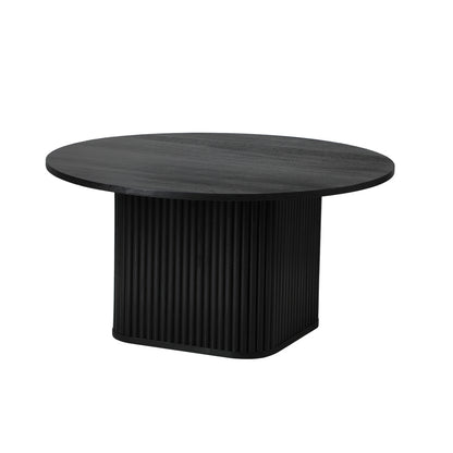 Oikiture Coffee Table Round Wooden Black-Coffee Table-PEROZ Accessories