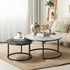 Oikiture Set of 2 Coffee Table Round Nesting Side End Table White & Black-Coffee Tables-PEROZ Accessories