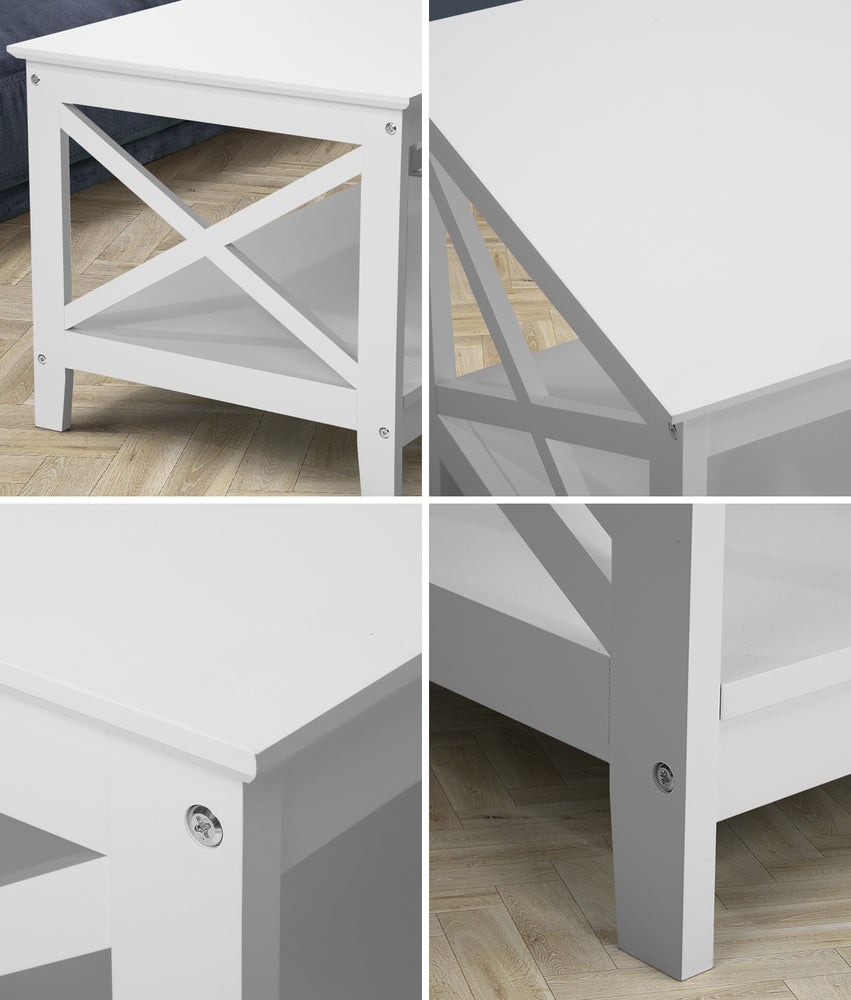 Oikiture Coffee Table Storage Rack 2-Tier White-Coffee Tables-PEROZ Accessories