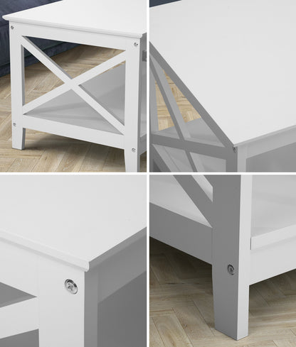 Oikiture Coffee Table Storage Rack 2-Tier White-Coffee Tables-PEROZ Accessories