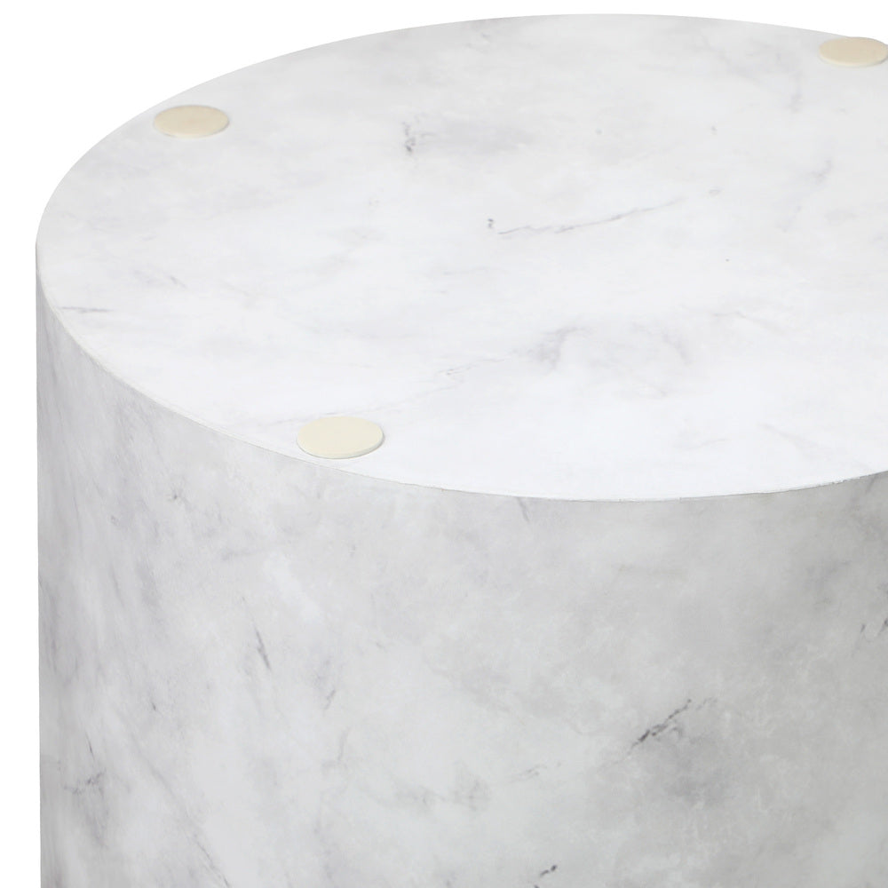 Oikiture Round Coffee Table Set of 2 Marble Effect White-Coffee Table-PEROZ Accessories