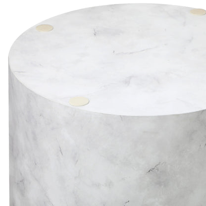 Oikiture Round Coffee Table Set of 2 Marble Effect White-Coffee Table-PEROZ Accessories