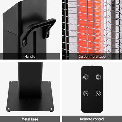 Devanti Radiant Tower Heater Electric Portable Remote Control 2000W Heating-Appliances &gt; Heaters-PEROZ Accessories