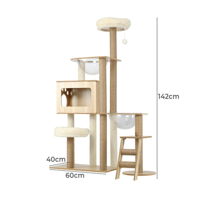 Alopet Cat Tree Tower Scratching Post Scratcher Cats Condo House Bed Wood 142cm-Cat Tree-PEROZ Accessories