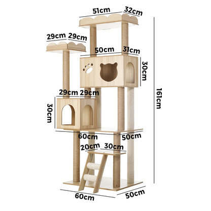 Alopet Cat Tree Tower Scratching Post Wood Condo 161cm-Cat Trees-PEROZ Accessories