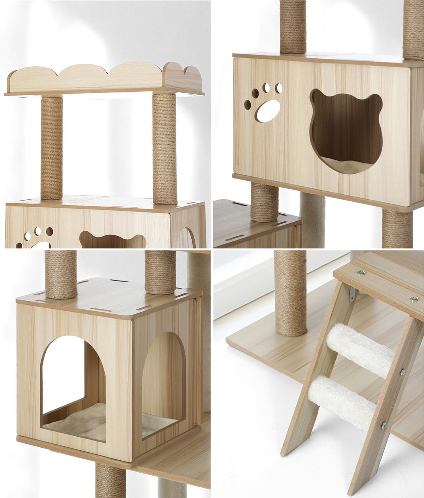 Alopet Cat Tree Tower Scratching Post Wood Condo 161cm-Cat Trees-PEROZ Accessories