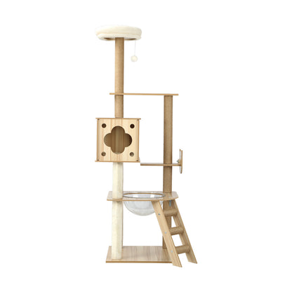 Alopet 162cm Wooden Cat Tree with Ladder, Cat Condo and Scratching Post Cat Tower-Cat Trees-PEROZ Accessories
