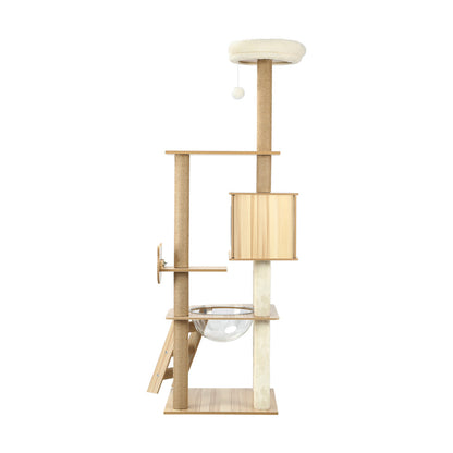 Alopet 162cm Wooden Cat Tree with Ladder, Cat Condo and Scratching Post Cat Tower-Cat Trees-PEROZ Accessories