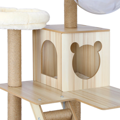 Alopet 190cm Wooden Cat Tree with Ladder, Cat Condo and Scratching Post Cat Tower-Cat Trees-PEROZ Accessories
