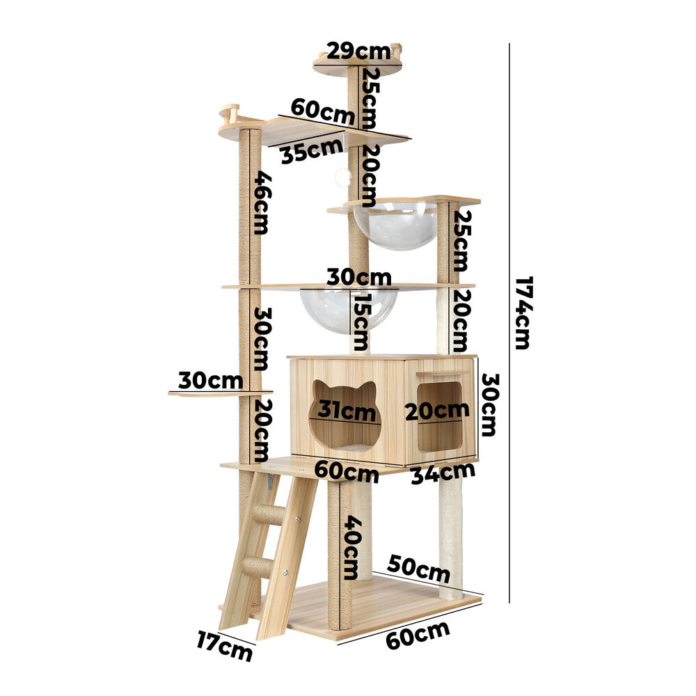 Alopet Cat Tree 174cm Cat Tower with Cat Scratching Post and Cat Condo-Cat Trees-PEROZ Accessories
