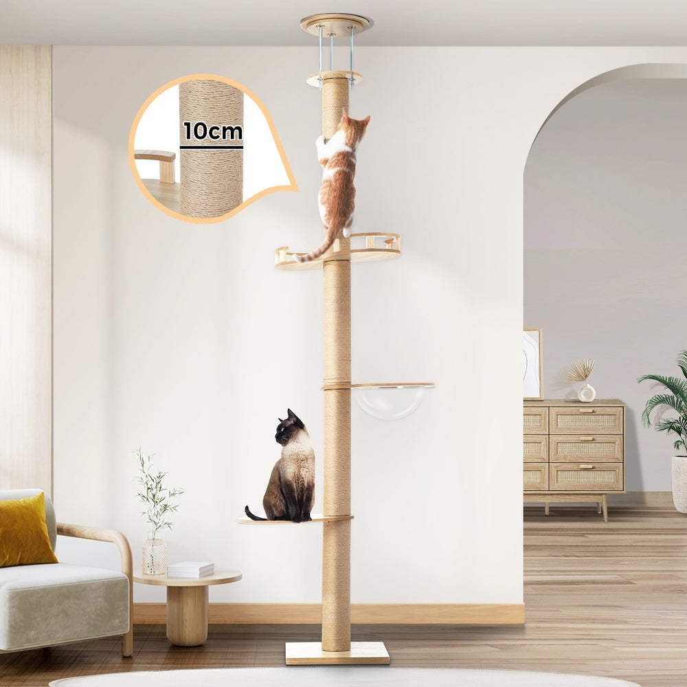 Alopet Cat Tree Wood Tower Scratching 270cm Post Floor to Ceiling-Cat Tree-PEROZ Accessories