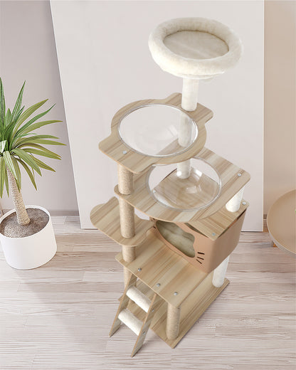 Alopet Cat Tree Wood Scratcher Condo Detachable House-Cat Trees-PEROZ Accessories