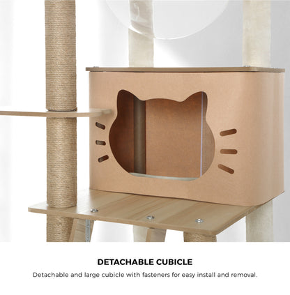 Alopet Cat Tree Wood Scratcher Condo Detachable House-Cat Trees-PEROZ Accessories