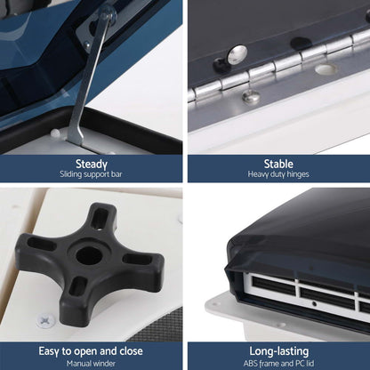 Weisshorn Caravan Air Vent Roof Hatch 12V Shower Fan Reversible Airlfow Rainy Use Camper-Outdoor Recreation &gt; Camping &gt; Caravan Accessories-PEROZ Accessories