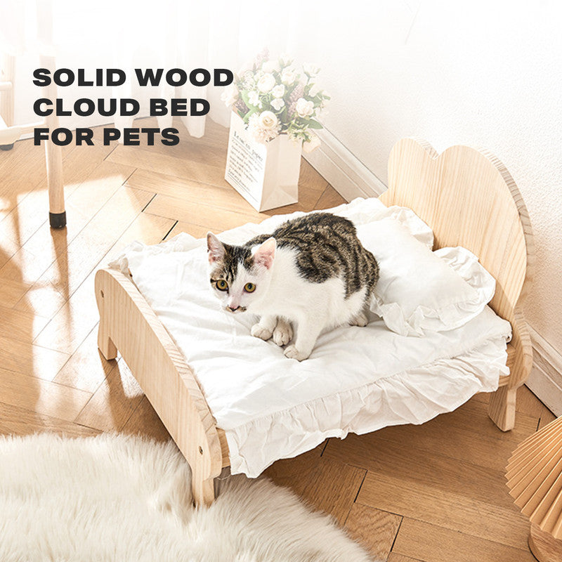 Cat Dog Wooden Bed Pet Sofa for Small Pet Wood Frame Beds With Bedding-Pet Care &gt; Dog Supplies &gt; Dog Beds-PEROZ Accessories
