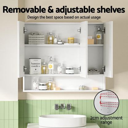 Cefito Bathroom Mirror Cabinet Medicine Adjustable Shelves Wall Hung 900x750mm White-Furniture > Bathroom > Bathroom Cabinets, Cupboards &amp; Storage-PEROZ Accessories