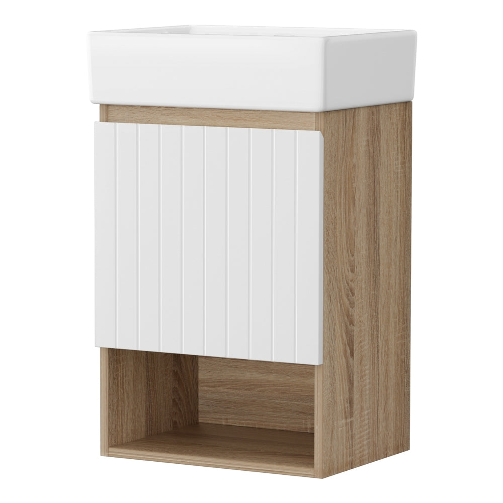 Cefito Vanity Unit 445mm Basin Bathroom Cabinet Storage Wall Hung Sink White-Furniture > Bathroom > Bathroom Cabinets, Cupboards &amp; Storage-PEROZ Accessories