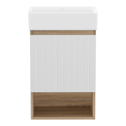 Cefito Vanity Unit 445mm Basin Bathroom Cabinet Storage Wall Hung Sink White-Furniture > Bathroom > Bathroom Cabinets, Cupboards &amp; Storage-PEROZ Accessories