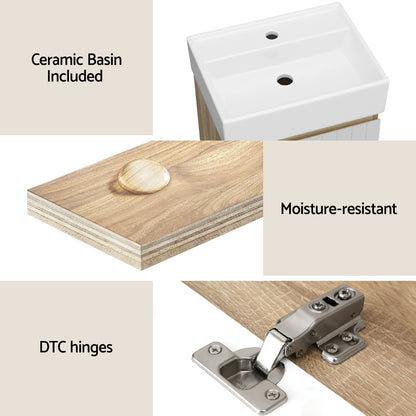 Cefito Vanity Unit 445mm Basin Bathroom Cabinet Storage Wall Hung Sink White-Furniture > Bathroom > Bathroom Cabinets, Cupboards &amp; Storage-PEROZ Accessories