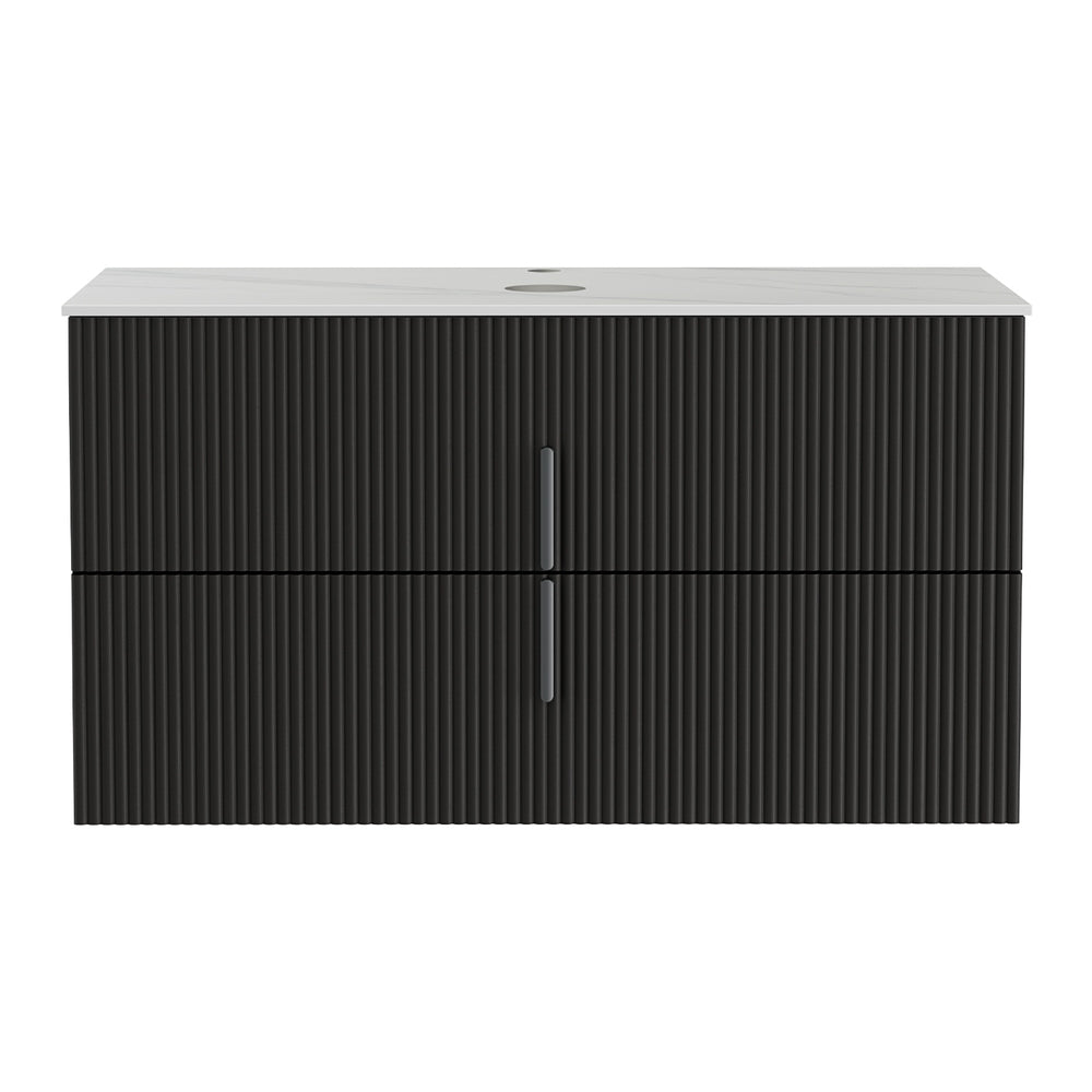 Cefito Vanity Unit 900mm Bathroom Cabinet Storage Wall Hung Black Timber Front-Furniture > Bathroom > Bathroom Cabinets, Cupboards &amp; Storage-PEROZ Accessories