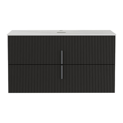 Cefito Vanity Unit 900mm Bathroom Cabinet Storage Wall Hung Black Timber Front-Furniture > Bathroom > Bathroom Cabinets, Cupboards &amp; Storage-PEROZ Accessories