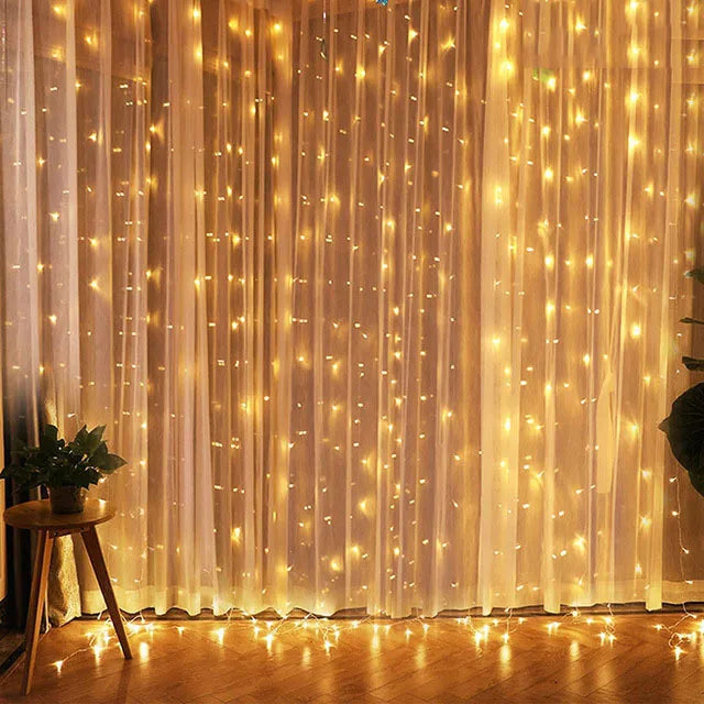 Christmas Lights Curtain Garland-Occasions > Christmas > Christmas Wreaths &amp; Garlands-PEROZ Accessories