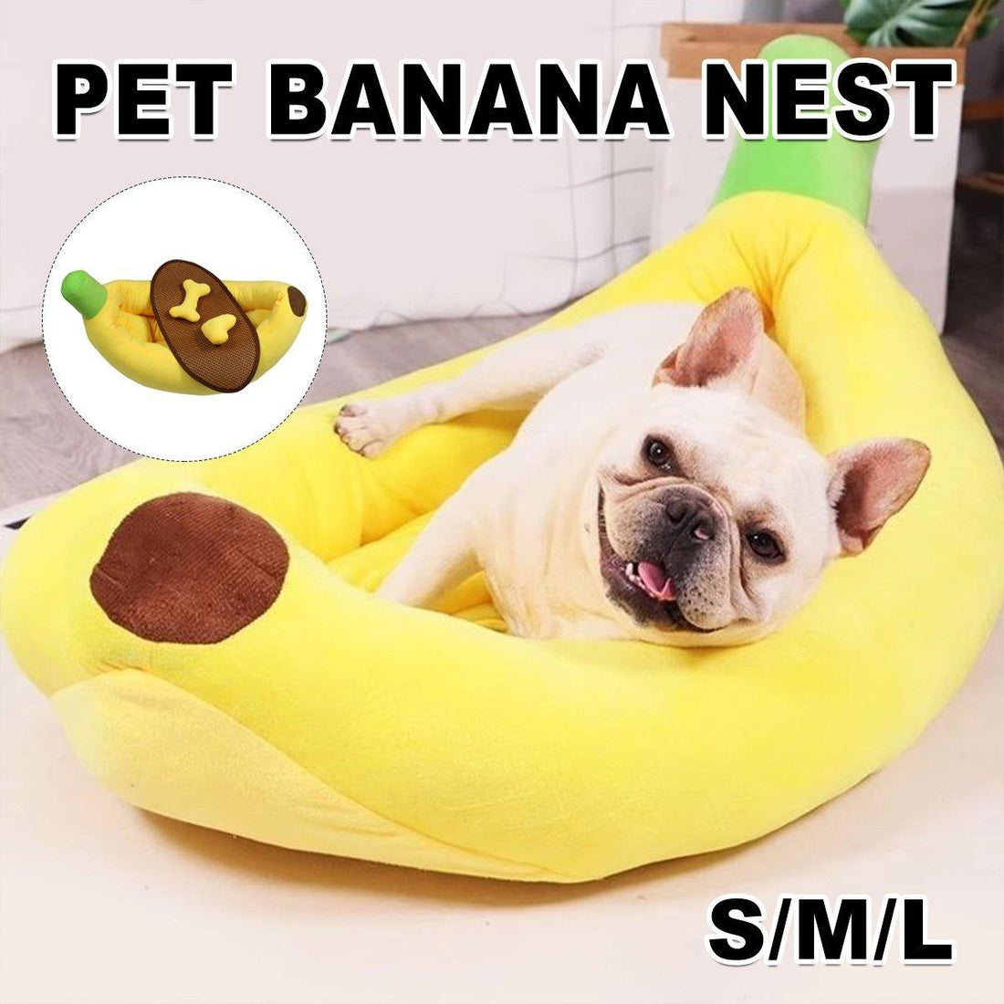 Cute Banana Shape Pet Bed Winter Warm Dog Cat Kennel Cozy Pet Cartoon Bed Mat - S-Pet Care &gt; Dog Supplies &gt; Dog Beds-PEROZ Accessories