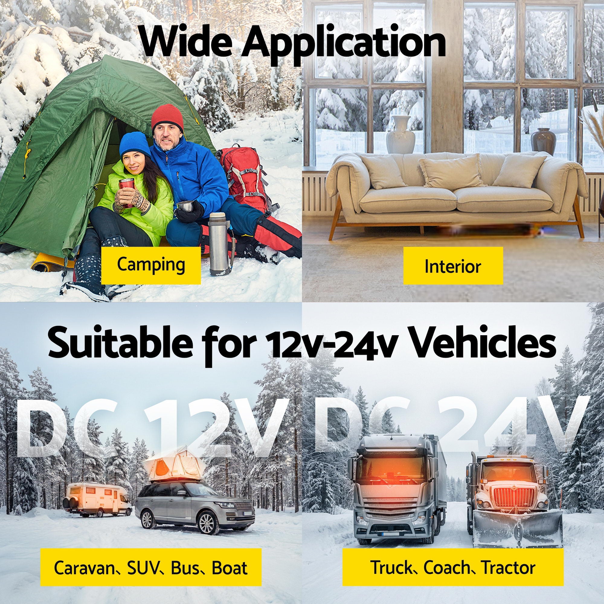 Giantz Diesel Air Heater 12-24V 2KW LCD Display Remote Control for Car Bus RV Indoor Black-Appliances > Heaters > Gas &amp; Oil Heaters-PEROZ Accessories