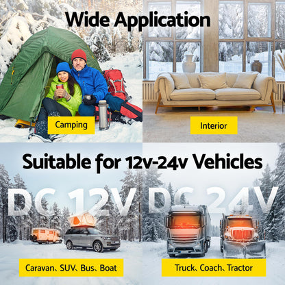 Giantz Diesel Air Heater 12-24V 2KW LCD Display Remote Control for Car Bus RV Indoor Black-Appliances > Heaters > Gas &amp; Oil Heaters-PEROZ Accessories